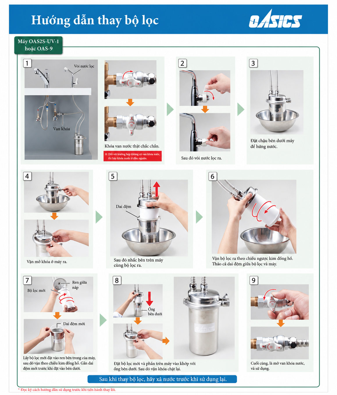 Hướng dẫn thay bộ lọc KITZ OAS-9