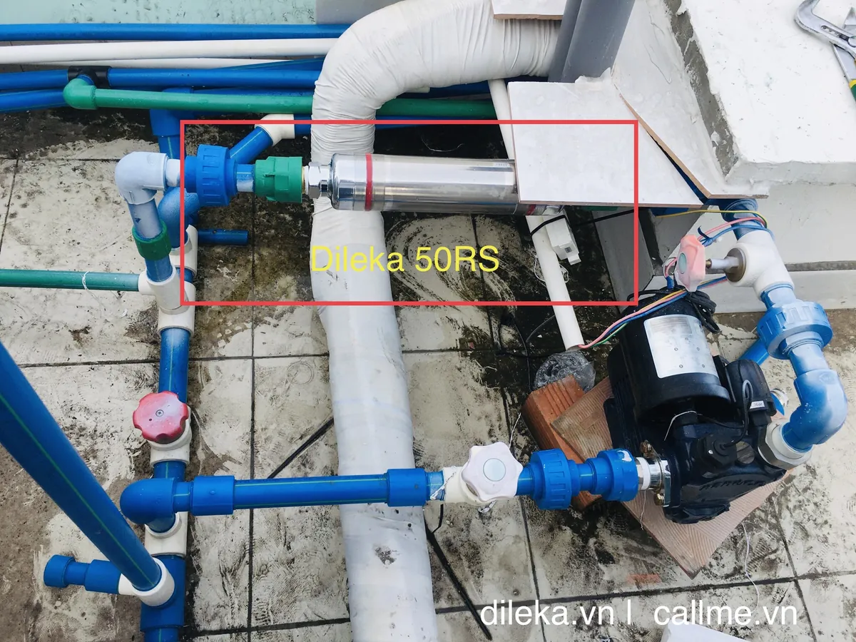 Biệt thự ca sĩ Hồ Ngọc Hà và thiết bị Dileka 50RS lắp trên đường ống chính