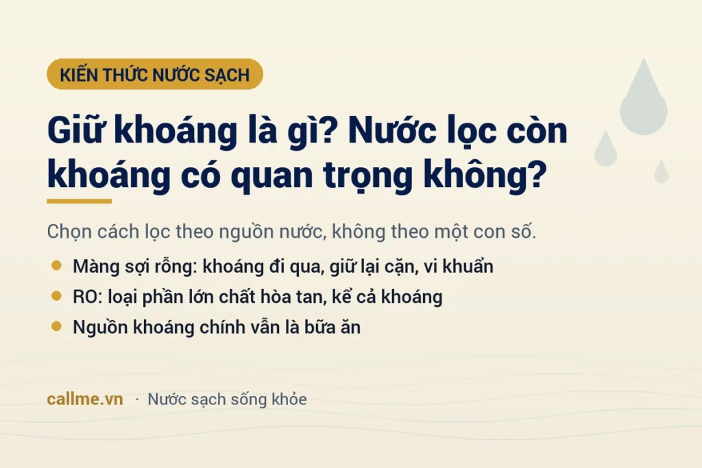 Giữ khoáng là gì: so sánh lọc màng sợi rỗng và lọc RO